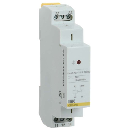 Реле промежуточное модульное OIR 1 контакт 16А 110 В AC/DC OIR-116-ACDC110V, купить в Минске по самой низкой цене