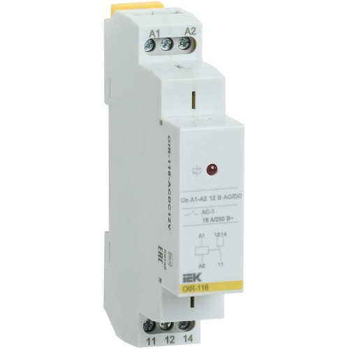 Реле промежуточное модульное OIR 1 контакт 16А 12В AC/DC IEK OIR-116-ACDC12V, купить в Минске по самой низкой цене