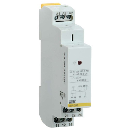 Реле промежуточное модульное OIR 2 контакта 8А 230В AC IEK OIR-208-AC230V, купить в Минске по самой низкой цене