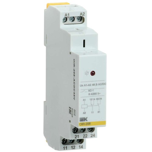 Реле промежуточное модульное OIR 2 контакта 8А 48В AC/DC IEK OIR-208-ACDC48V, купить в Минске по самой низкой цене