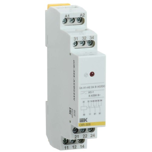Реле промежуточное модульное OIR 3 контакта 8А 24В AC/DC IEK OIR-308-ACDC24V, купить в Минске по самой низкой цене