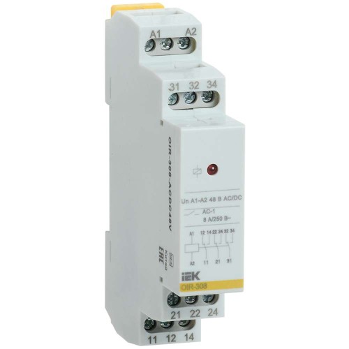 Реле промежуточное модульное OIR 3 контакта 8А 48В AC/DC IEK OIR-308-ACDC48V, купить в Минске по самой низкой цене