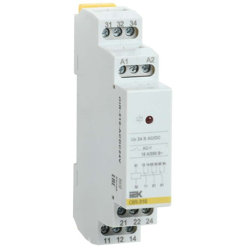 Реле промежуточное модульное OIR 3 контакта 16А 24В AC/DC IEK OIR-316-ACDC24V, купить в Минске по самой низкой цене
