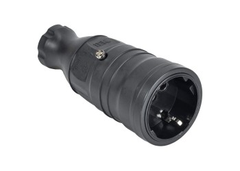 OMEGA Розетка переносная РБп14-1-0м IP20 каучук черная IEK OM-KR20-16-20-P1-00-K02