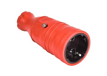 OMEGA Розетка переносная РБп14-1-0м IP20 каучук красная IEK OM-KR20-16-20-P1-00-K04