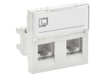 PRIMER РКИ-22-00-П-6 Розетка компьютерная RJ45 UTP кат.6 (2 модуля 2 входа) белая IEK PR-KK40D-RI-0-2-2C06U-K01