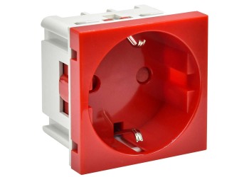 PRIMER РКС-20-30-П-К Розетка с заземляющим контактом защитной шторкой и винтовым зажимом (2 модуля) красная IEK PR-KK40D-RSZH-2-2-K04