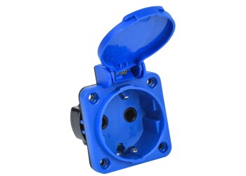 MAGNUM Розетка панельная SCHUKO РП11-3 с крышкой IP44 синий IEK PSN71-016-3-2-44-K07