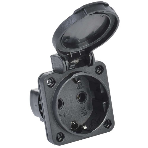 MAGNUM Розетка панельная SCHUKO РП14-3 с крышкой IP54 черный IEK PSN71-016-3-2-54-K02, купить в Минске по самой низкой цене