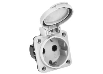 MAGNUM Розетка панельная SCHUKO РП13-3 с крышкой IP54 серый IEK PSN71-016-3-2-54-K03