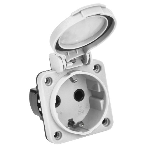 MAGNUM Розетка панельная SCHUKO РП13-3 с крышкой IP54 серый IEK PSN71-016-3-2-54-K03, купить в Минске по самой низкой цене