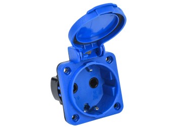 MAGNUM Розетка панельная SCHUKO РП12-3 с крышкой IP54 синий IEK PSN71-016-3-2-54-K07
