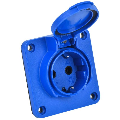 MAGNUM Розетка панельная SCHUKO РП17-3 с увеличенным фланцем IP54 синий IEK PSN71-016-3-4-54-K07, купить в Минске по самой низкой цене