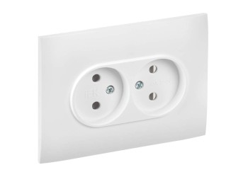 SKANDY Розетка 2-местная без заземления без защитных шторок 10А в сборе SK-R10W арктический белый IEK SK-R20-10-K01-F