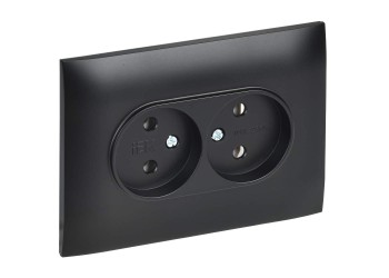 SKANDY Розетка 2-местная без заземления без защитных шторок 10А в сборе SK-R10Bl черный IEK SK-R20-10-K02-F