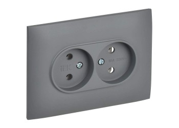SKANDY Розетка 2-местная без заземления без защитных шторок 10А в сборе SK-R10Gr серый IEK SK-R20-10-K03-F