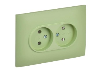 SKANDY Розетка 2-местная без заземления без защитных шторок 10А в сборе SK-R10G мятный IEK SK-R20-10-K06-F