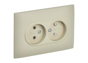 SKANDY Розетка 2-местная без заземления без защитных шторок 10А в сборе SK-R10B бежевый IEK SK-R20-10-K10-F