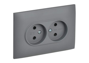 SKANDY Розетка 2-местная без заземления с защитными шторками 10А в сборе SK-R09Gr серый IEK SK-R23-10-K03-F