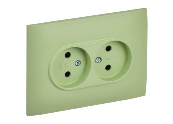 SKANDY Розетка 2-местная без заземления с защитными шторками 10А в сборе SK-R09G мятный IEK SK-R23-10-K06-F