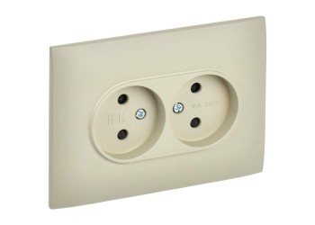 SKANDY Розетка 2-местная без заземления с защитными шторками 10А в сборе SK-R09B бежевый IEK SK-R23-10-K10-F
