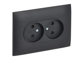 SKANDY Розетка 2-местная без заземления с защитными шторками 10А в сборе SK-R09T титан IEK SK-R23-10-K48-F