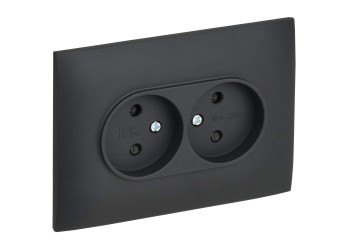 SKANDY Розетка 2-местная без заземления с защитными шторками 10А в сборе SK-R09G графит IEK SK-R23-10-K53-F