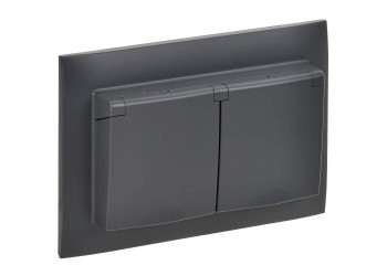 SKANDY Розетка 2-местная и крышкой 16А в сборе IP44 SK-R12T титан IEK SK-R26-16-44-K48-F