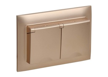 SKANDY Розетка 2-местная и крышкой 16А в сборе IP44 SK-R12Sa песочный IEK SK-R26-16-44-K98-F