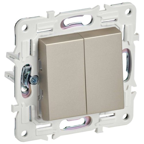 SKANDY Выключатель 2-клавишный 10А SK-V04Sh шампань IEK SK-V20-0-10-K37, купить в Минске по самой низкой цене