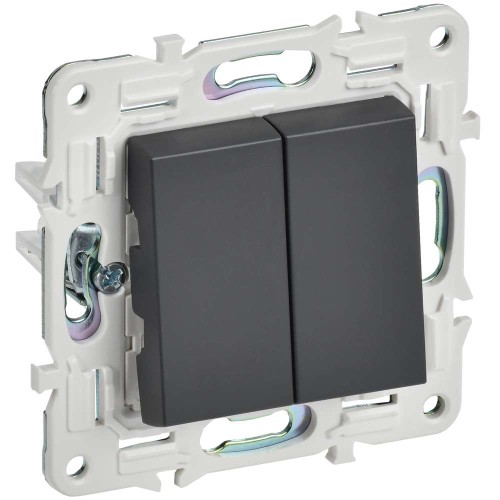 SKANDY Выключатель 2-клавишный 10А SK-V04T титан IEK SK-V20-0-10-K48, купить в Минске по самой низкой цене