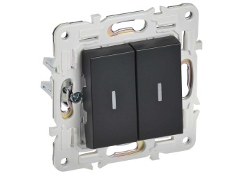 SKANDY Выключатель 2-клавишный с индикацией 10А SK-V09Bl черный IEK SK-V20-1-10-K02