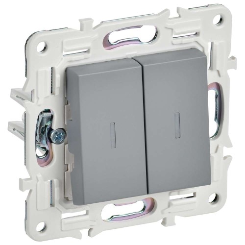 SKANDY Выключатель 2-клавишный с индикацией 10А SK-V09Gr серый IEK SK-V20-1-10-K03, купить в Минске по самой низкой цене