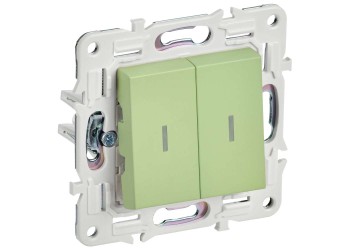 SKANDY Выключатель 2-клавишный с индикацией 10А SK-V09G мятный IEK SK-V20-1-10-K06