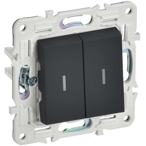 SKANDY Выключатель 2-клавишный с индикацией 10А SK-V09G графит IEK SK-V20-1-10-K53, купить в Минске по самой низкой цене