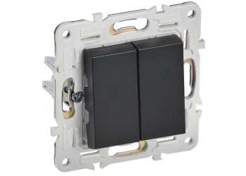 SKANDY Выключатель 2-клавишный проходной 10А SK-V05Bl черный IEK SK-V22-0-10-K02