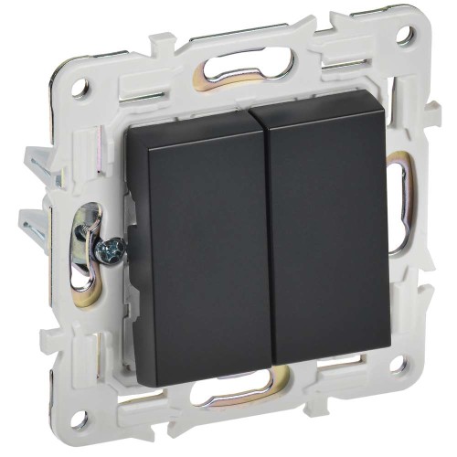 SKANDY Выключатель 2-клавишный проходной 10А SK-V05Bl черный IEK SK-V22-0-10-K02, купить в Минске по самой низкой цене