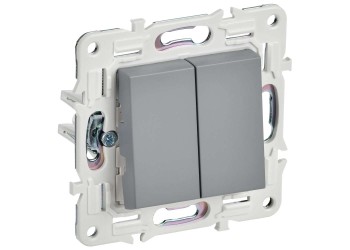 SKANDY Выключатель 2-клавишный проходной 10А SK-V05Gr серый IEK SK-V22-0-10-K03
