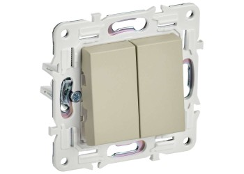 SKANDY Выключатель 2-клавишный проходной 10А SK-V05B бежевый IEK SK-V22-0-10-K10