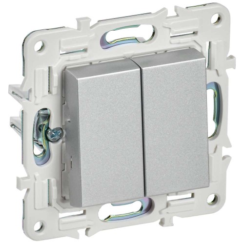 SKANDY Выключатель 2-клавишный проходной 10А SK-V05S серебряный IEK SK-V22-0-10-K23, купить в Минске по самой низкой цене