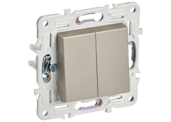 SKANDY Выключатель 2-клавишный проходной 10А SK-V05Sh шампань IEK SK-V22-0-10-K37