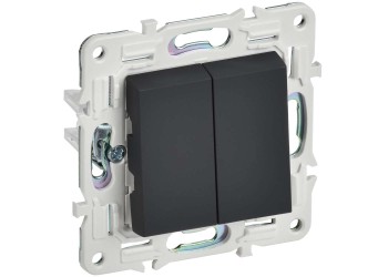 SKANDY Выключатель 2-клавишный проходной 10А SK-V05G графит IEK SK-V22-0-10-K53