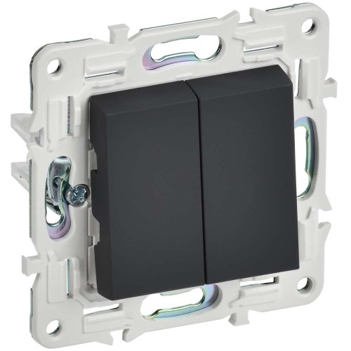 SKANDY Выключатель 2-клавишный проходной 10А SK-V05G графит IEK SK-V22-0-10-K53, купить в Минске по самой низкой цене