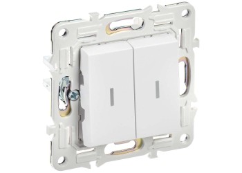 SKANDY Выключатель 2-клавишный проходной с индикацией 10А SK-V10W арктический белый IEK SK-V22-1-10-K01