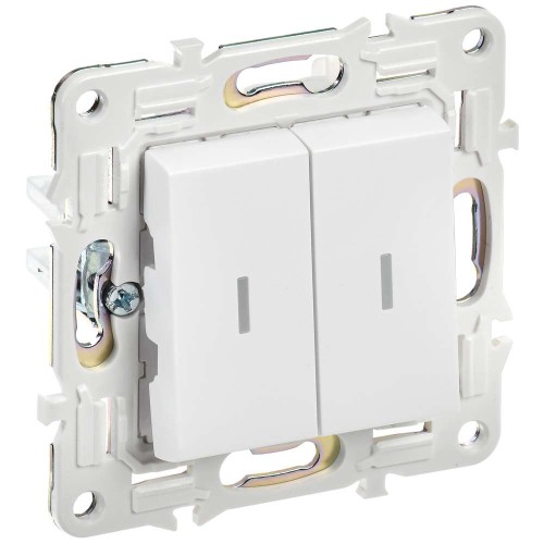 SKANDY Выключатель 2-клавишный проходной с индикацией 10А SK-V10W арктический белый IEK SK-V22-1-10-K01, купить в Минске по самой низкой цене