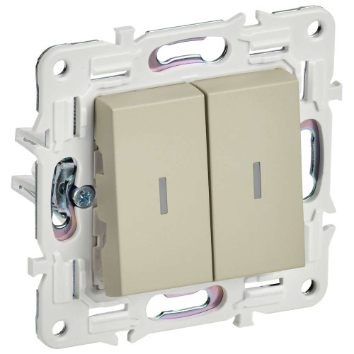 SKANDY Выключатель 2-клавишный проходной с индикацией 10А SK-V10B бежевый IEK SK-V22-1-10-K10, купить в Минске по самой низкой цене
