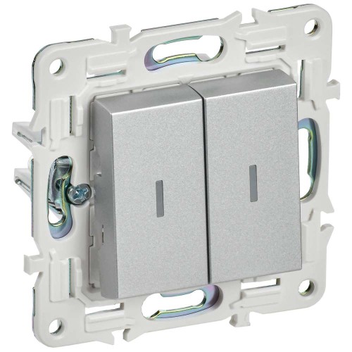 SKANDY Выключатель 2-клавишный проходной с индикацией 10А SK-V10S серебряный IEK SK-V22-1-10-K23, купить в Минске по самой низкой цене