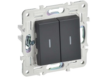 SKANDY Выключатель 2-клавишный проходной с индикацией 10А SK-V10T титан IEK SK-V22-1-10-K48