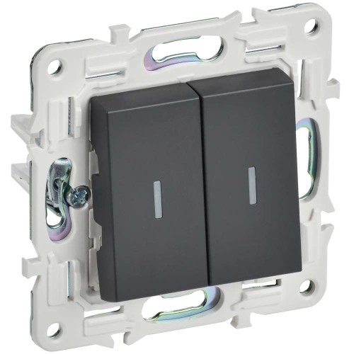 SKANDY Выключатель 2-клавишный проходной с индикацией 10А SK-V10T титан IEK SK-V22-1-10-K48, купить в Минске по самой низкой цене