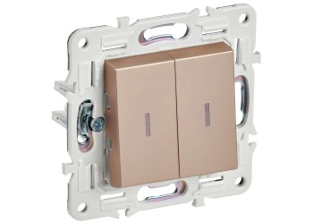 SKANDY Выключатель 2-клавишный проходной с индикацией 10А SK-V10Sa песочный IEK SK-V22-1-10-K98